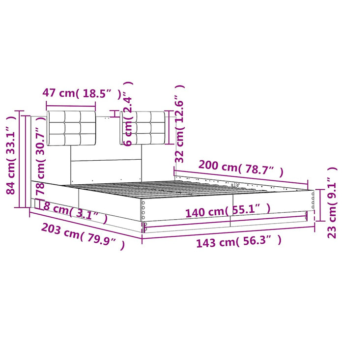 Cadru de pat cu tăblie, gri sonoma, 140x200 cm, lemn prelucrat - WALTI WALTI
