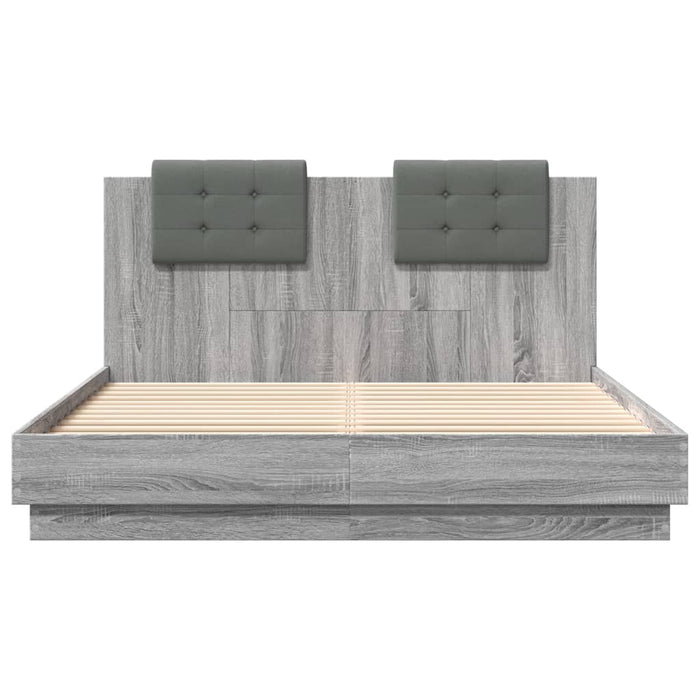 Cadru de pat cu tăblie gri sonoma 120x200 cm lemn prelucrat - WALTI WALTI