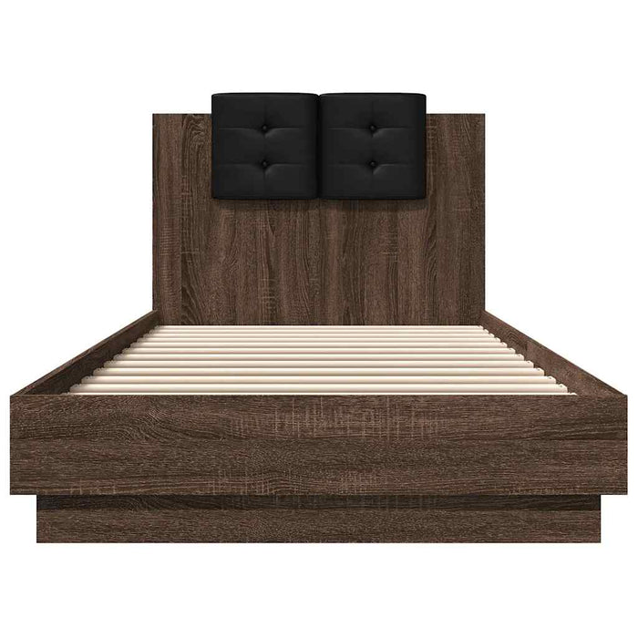 Cadru de pat cu tăblie stejar maro 100x200 cm lemn prelucrat - WALTI WALTI