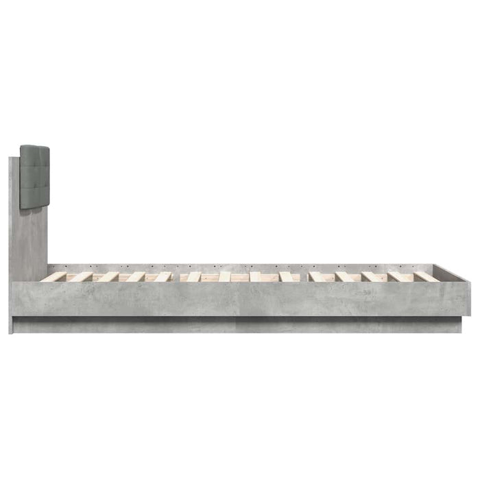 Cadru de pat cu tăblie gri beton 90x200 cm lemn prelucrat - WALTI WALTI