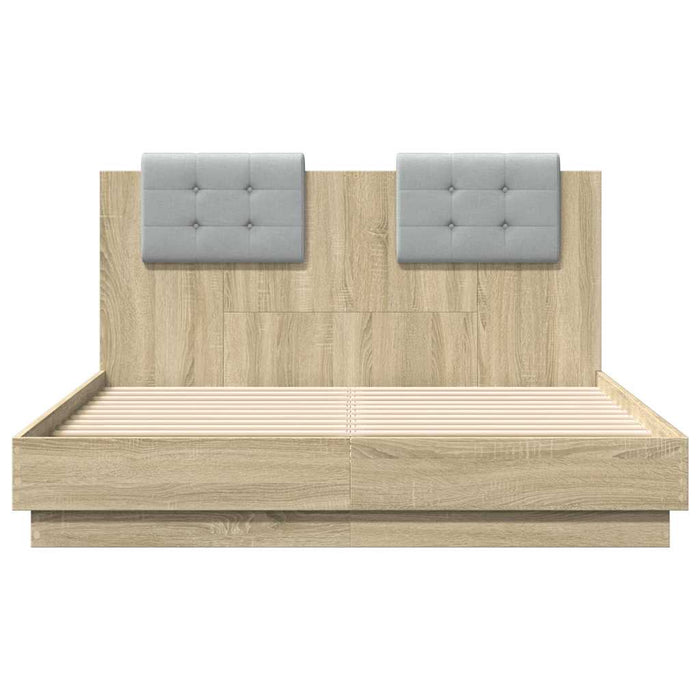 Cadru de pat cu tăblie stejar sonoma 140x190 cm lemn prelucrat - WALTI WALTI