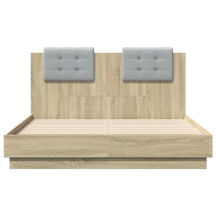 Cadru de pat cu tăblie stejar sonoma 135x190 cm lemn prelucrat - WALTI WALTI