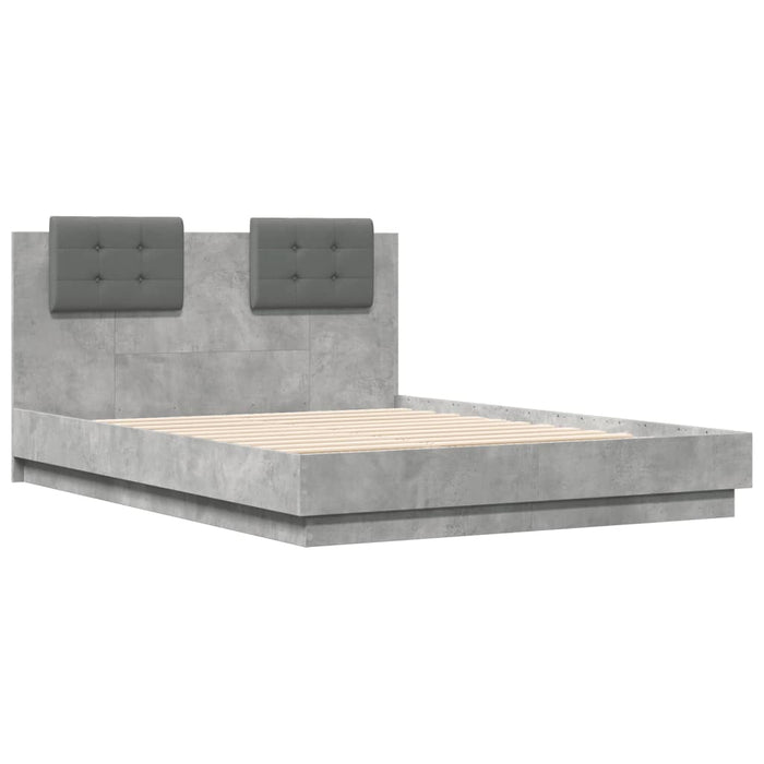 Cadru de pat cu tăblie gri beton 120x190 cm lemn prelucrat - WALTI WALTI