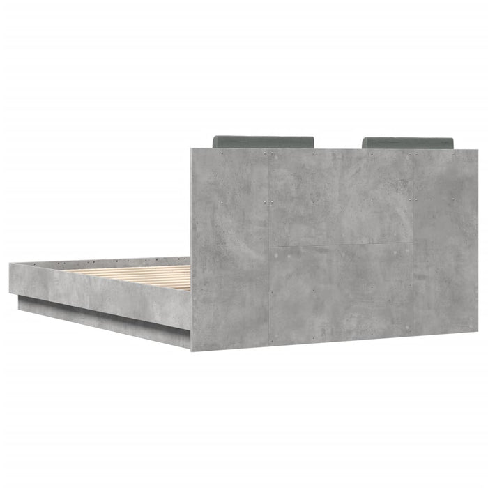 Cadru de pat cu tăblie gri beton 120x190 cm lemn prelucrat - WALTI WALTI