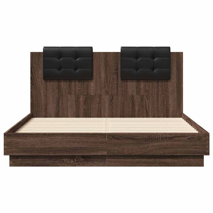 Cadru de pat cu tăblie stejar maro 120x190 cm lemn prelucrat - WALTI WALTI