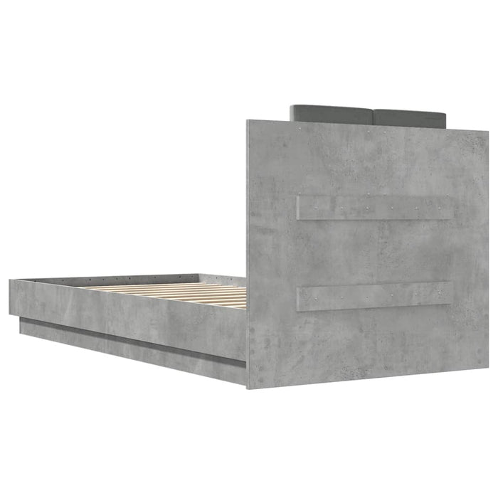 Cadru de pat cu tăblie, gri beton, 90x190 cm, lemn prelucrat WALTI