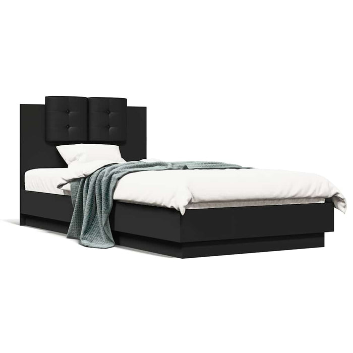 Cadru de pat cu tăblie, negru, 75x190 cm, lemn prelucrat - WALTI WALTI