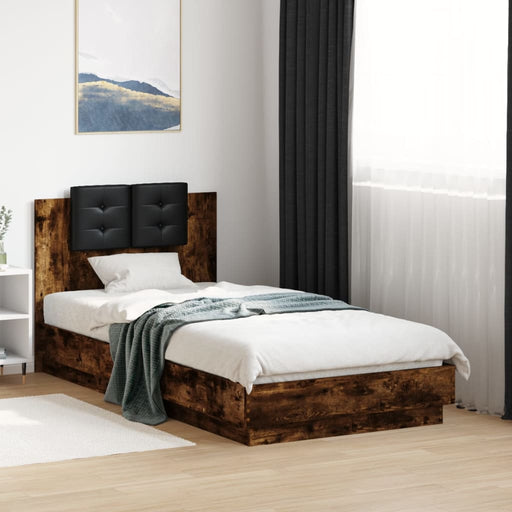 Cadru de pat cu tăblie stejar fumuriu 75x190 cm lemn prelucrat - WALTI WALTI