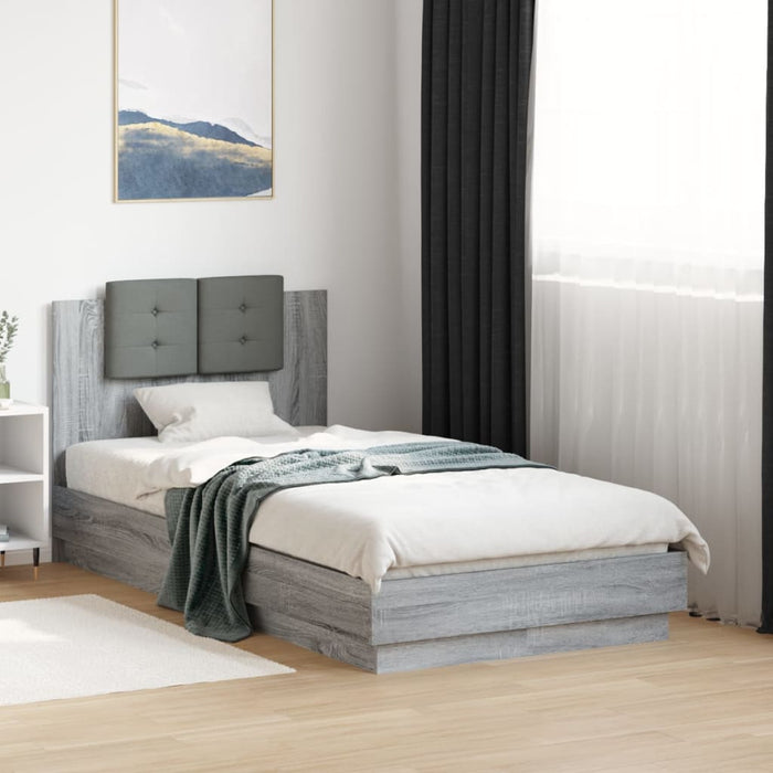 Cadru de pat cu tăblie gri sonoma 75x190 cm lemn prelucrat - WALTI WALTI