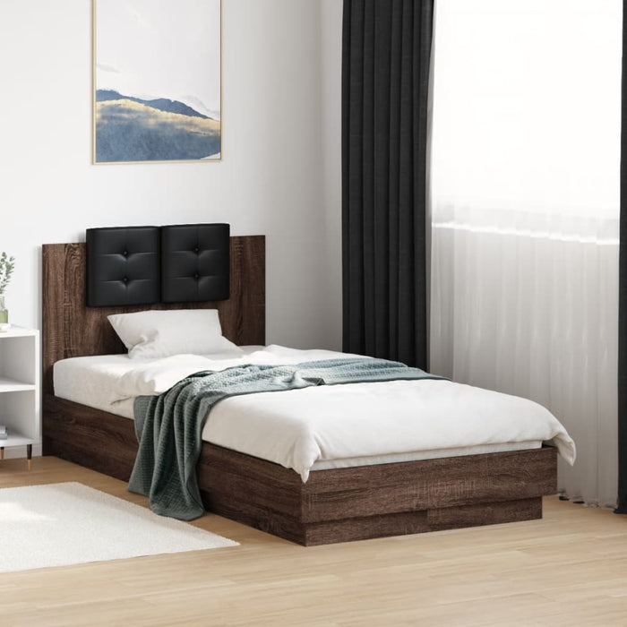 Cadru de pat cu tăblie stejar maro 75x190 cm lemn prelucrat - WALTI WALTI