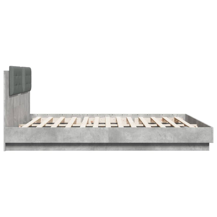 Cadru de pat cu tăblie și lumini LED, gri beton, 200x200 cm - WALTI WALTI