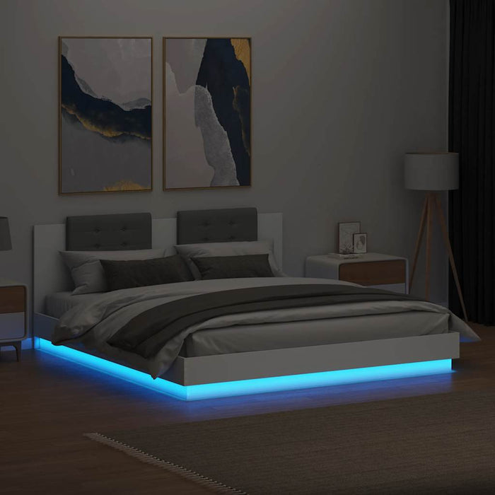 Cadru de pat cu tăblie și lumini LED, alb, 180x200 cm - WALTI WALTI