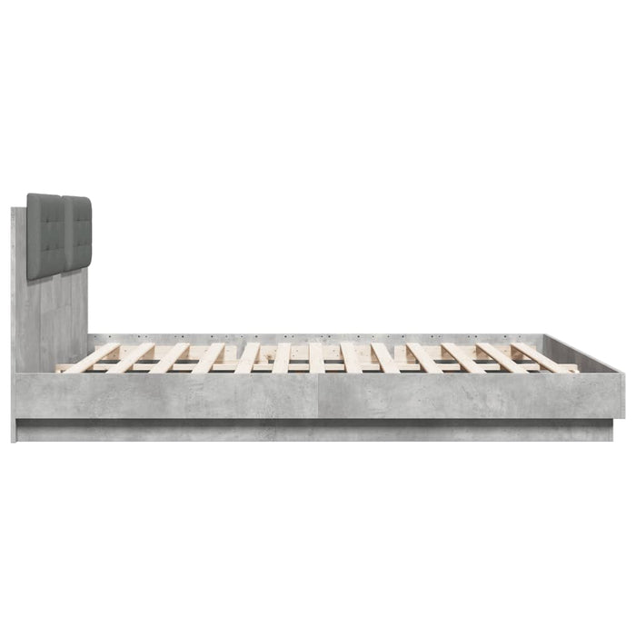 Cadru de pat cu tăblie și lumini LED, gri beton, 180x200 cm - WALTI WALTI