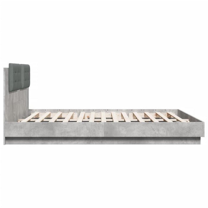 Cadru de pat cu tăblie și lumini LED, gri beton, 160x200 cm - WALTI WALTI