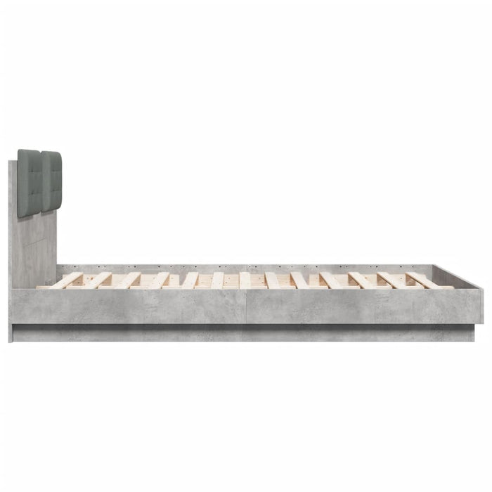 Cadru de pat cu tăblie și lumini LED, gri beton, 150x200 cm - WALTI WALTI