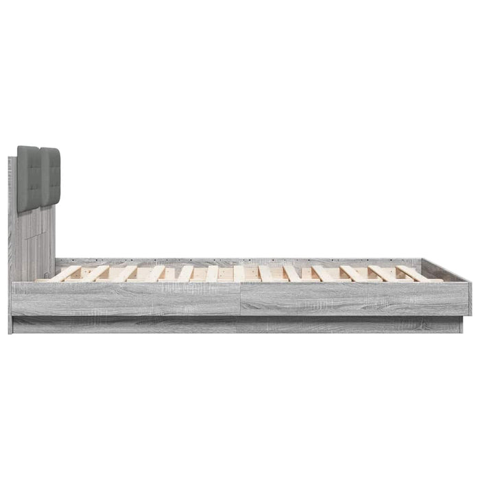 Cadru de pat cu tăblie și lumini LED, gri sonoma, 150x200 cm - WALTI WALTI