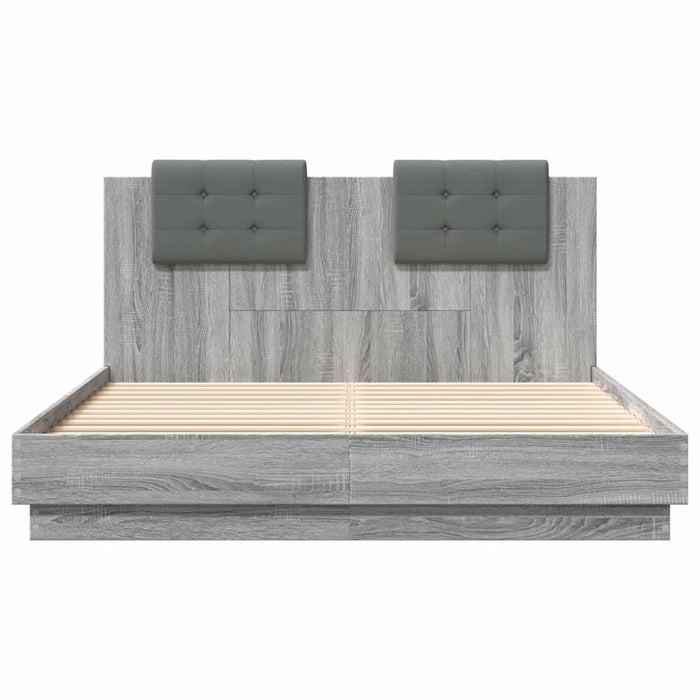 Cadru de pat cu tăblie și lumini LED, gri sonoma, 120x200 cm - WALTI WALTI