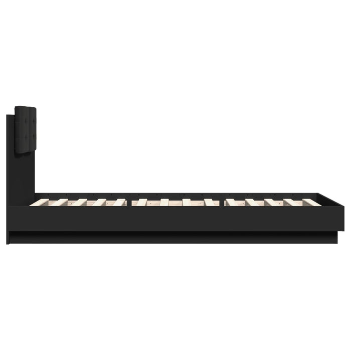 Cadru de pat cu tăblie și lumini LED, negru, 100x200 cm WALTI