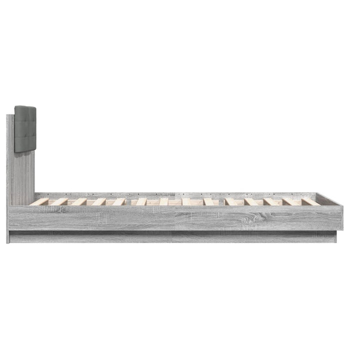 Cadru de pat cu tăblie și lumini LED, gri sonoma, 100x200 cm - WALTI WALTI