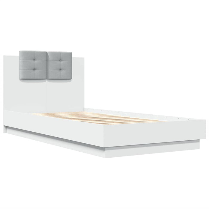 Cadru de pat cu tăblie și lumini LED, alb, 75x190 cm - WALTI WALTI
