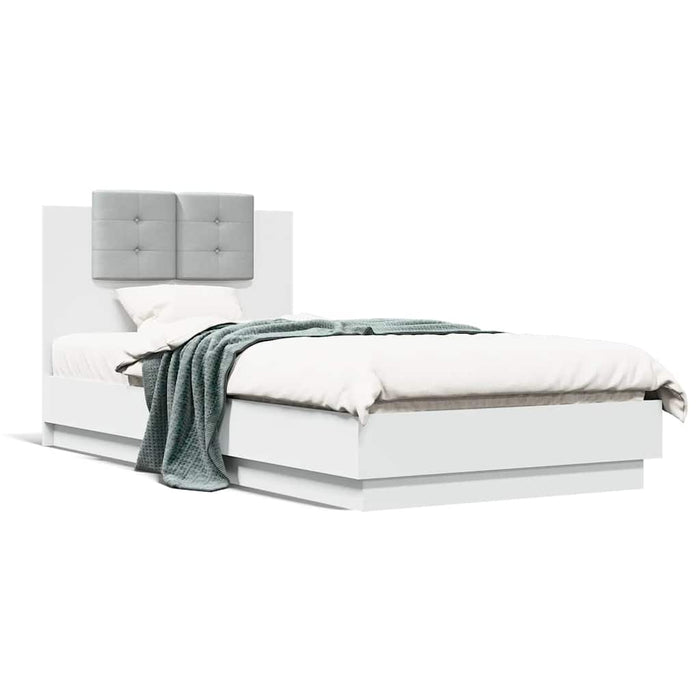Cadru de pat cu tăblie și lumini LED, alb, 75x190 cm - WALTI WALTI