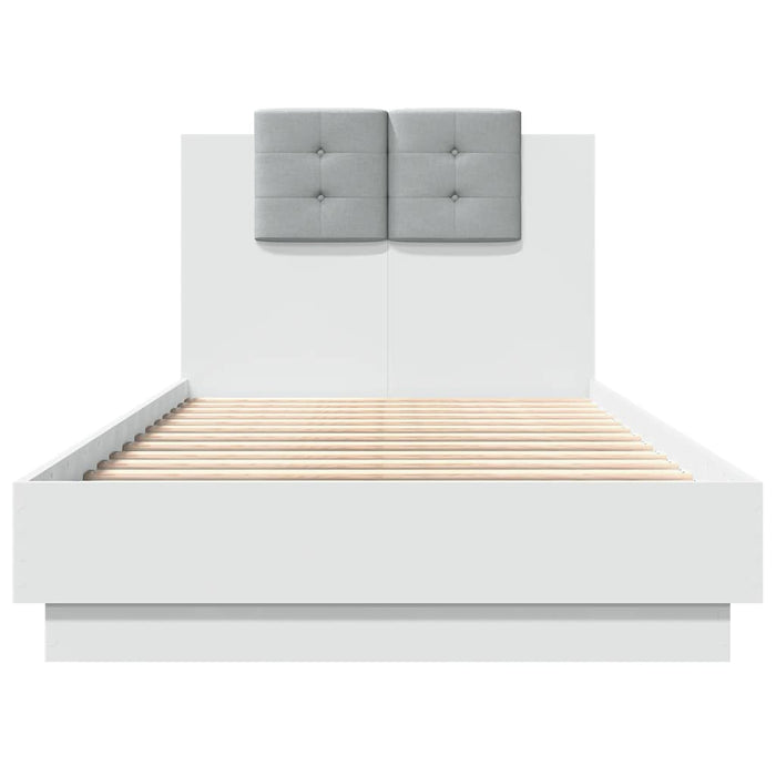 Cadru de pat cu tăblie și lumini LED, alb, 75x190 cm - WALTI WALTI