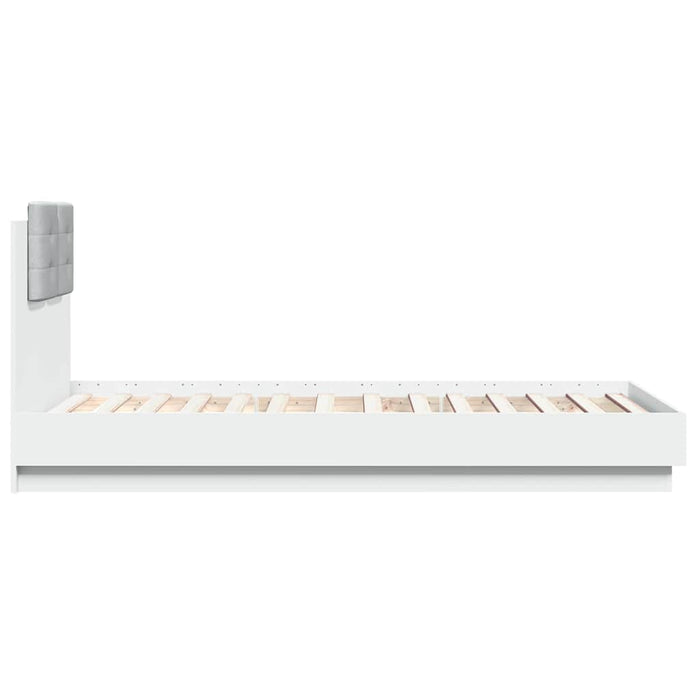 Cadru de pat cu tăblie și lumini LED, alb, 75x190 cm - WALTI WALTI