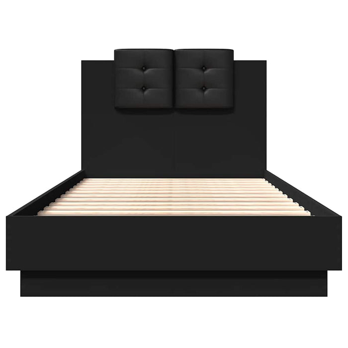 Cadru de pat cu tăblie și lumini LED, negru, 75x190 cm - WALTI WALTI
