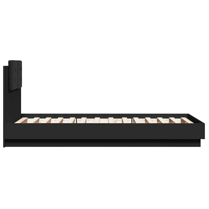 Cadru de pat cu tăblie și lumini LED, negru, 75x190 cm - WALTI WALTI