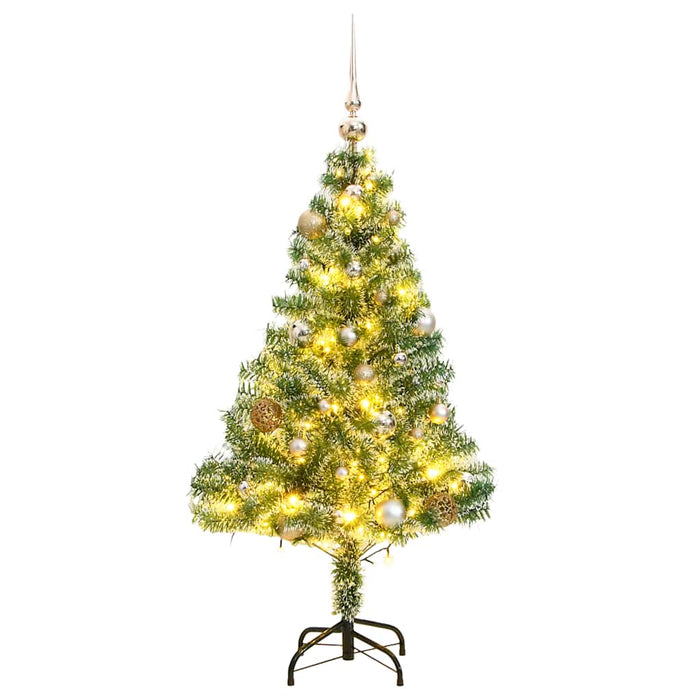 Brad Crăciun artificial, 150 LED/globuri/zăpadă pufoasă, 120 cm - WALTI WALTI