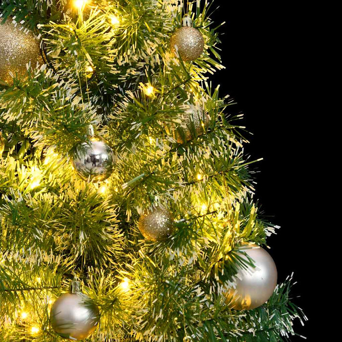 Brad Crăciun artificial, 150 LED/globuri/zăpadă pufoasă, 120 cm - WALTI WALTI