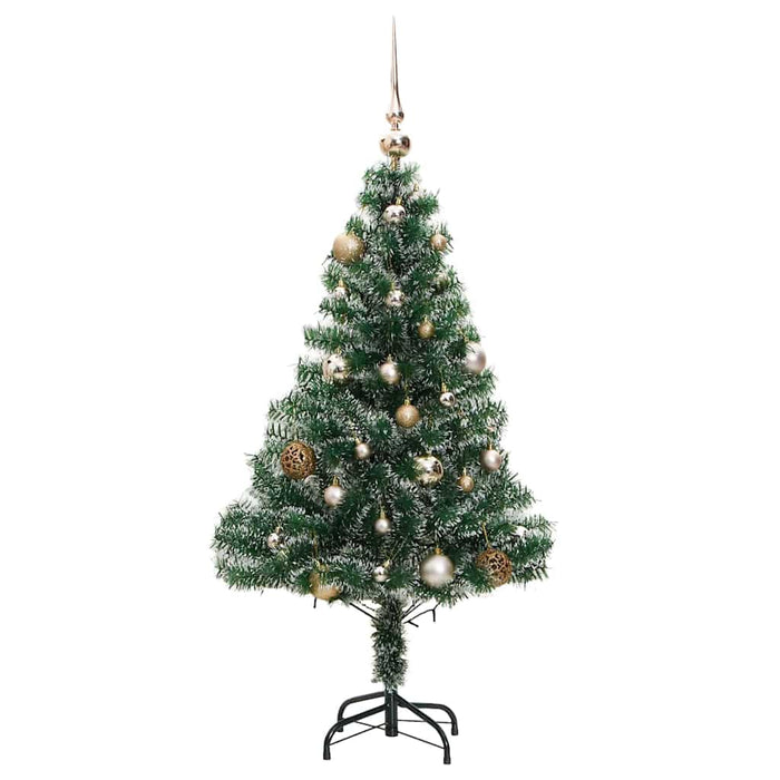 Brad Crăciun artificial, 150 LED/globuri/zăpadă pufoasă, 120 cm - WALTI WALTI