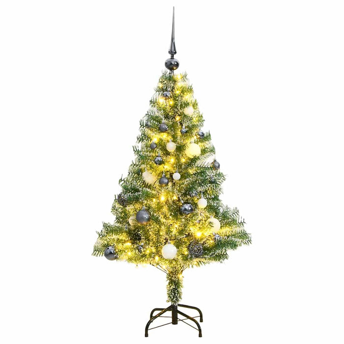 Brad Crăciun artificial, 150 LED/globuri/zăpadă pufoasă, 120 cm WALTI