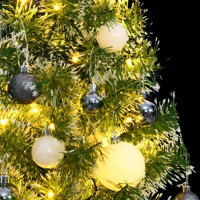Brad Crăciun artificial, 150 LED/globuri/zăpadă pufoasă, 120 cm WALTI