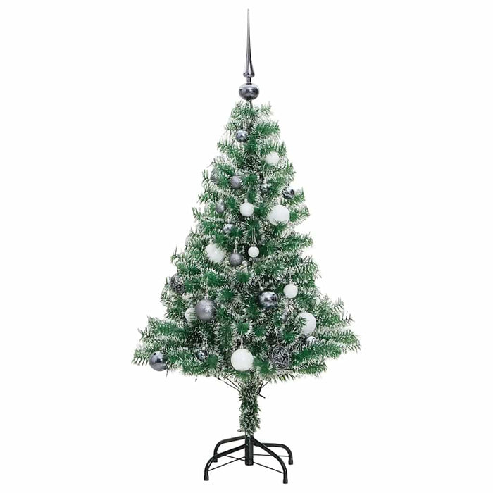 Brad Crăciun artificial, 150 LED/globuri/zăpadă pufoasă, 120 cm WALTI