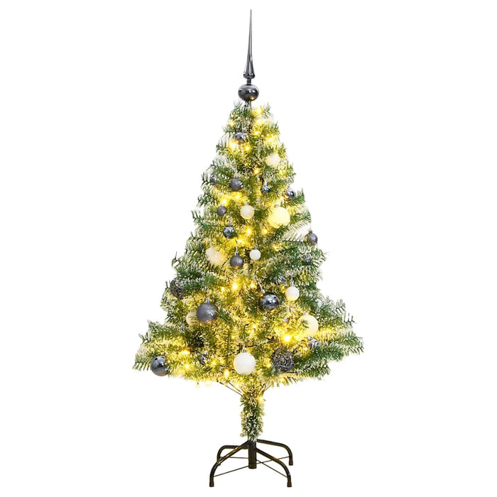 Brad Crăciun artificial, 150 LED/globuri/zăpadă pufoasă, 150 cm - WALTI WALTI