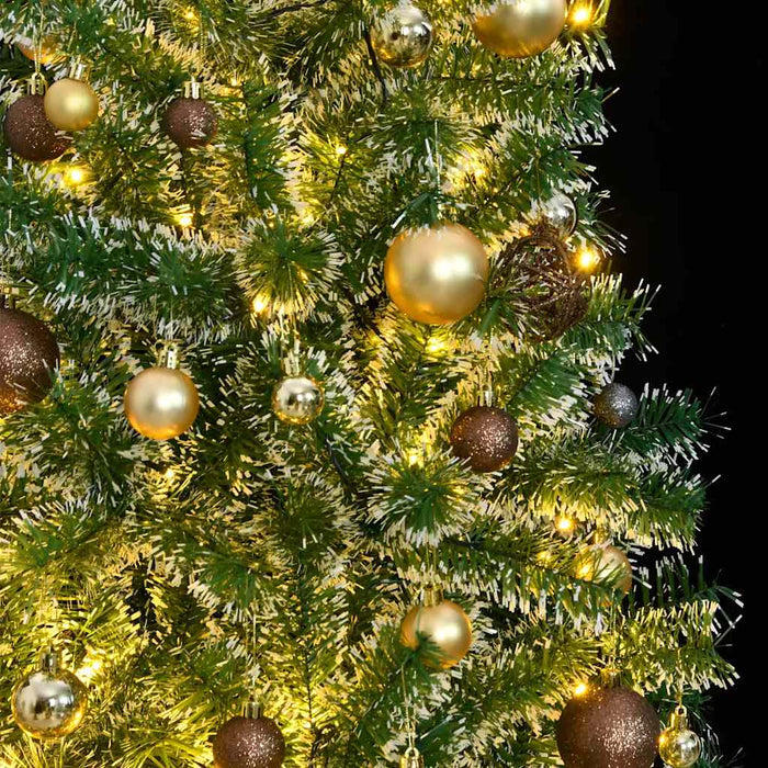 Brad Crăciun artificial, 300 LED/globuri/zăpadă pufoasă, 210 cm - WALTI WALTI
