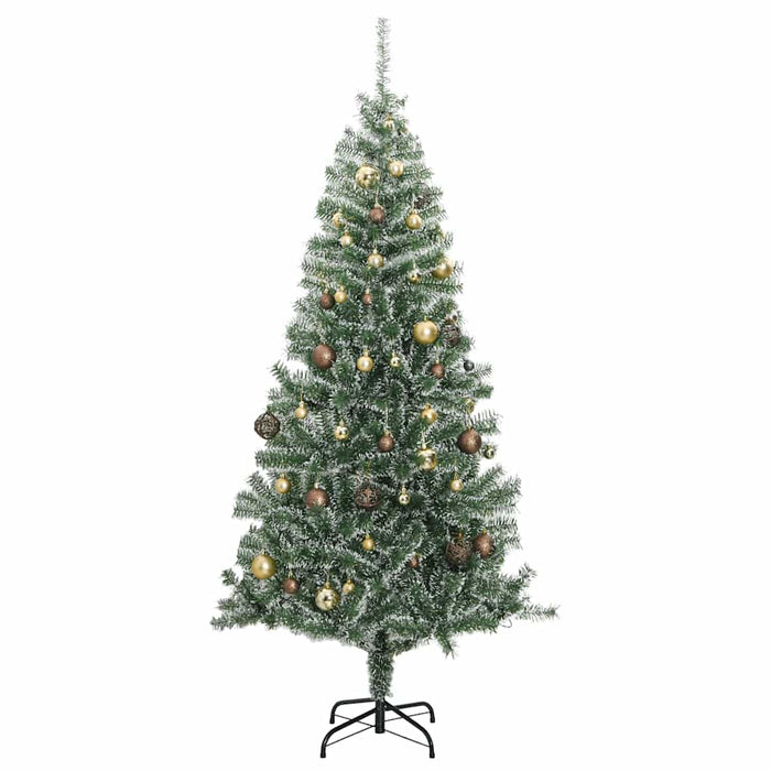 Brad Crăciun artificial, 300 LED/globuri/zăpadă pufoasă, 210 cm - WALTI WALTI