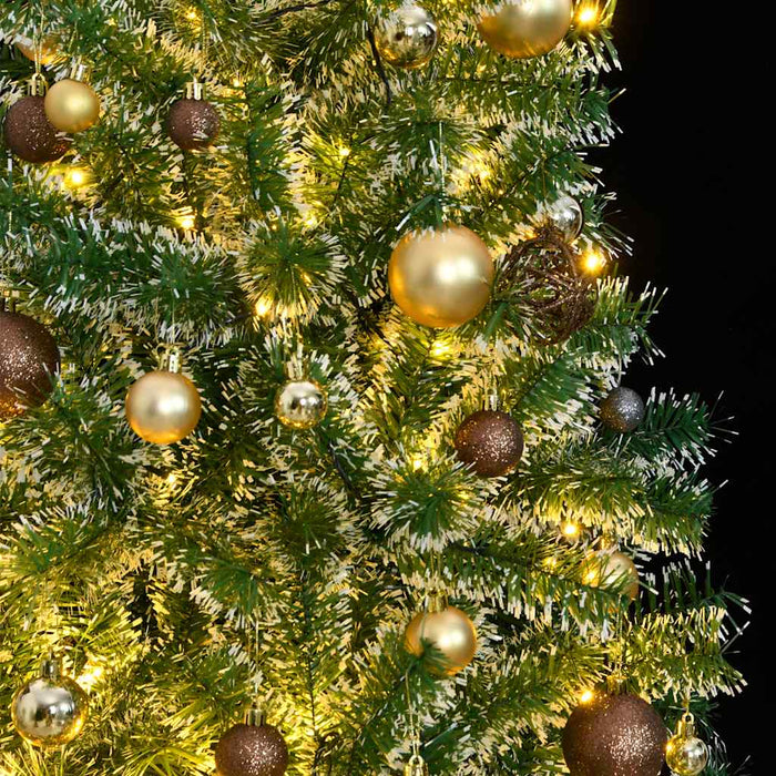 Brad Crăciun artificial, 300 LED/globuri/zăpadă pufoasă, 240 cm - WALTI WALTI