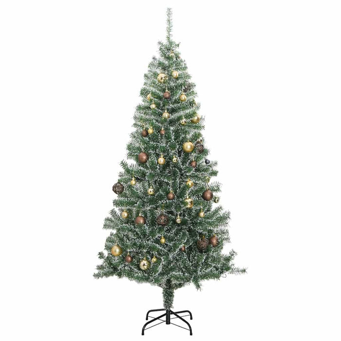 Brad Crăciun artificial, 300 LED/globuri/zăpadă pufoasă, 240 cm - WALTI WALTI