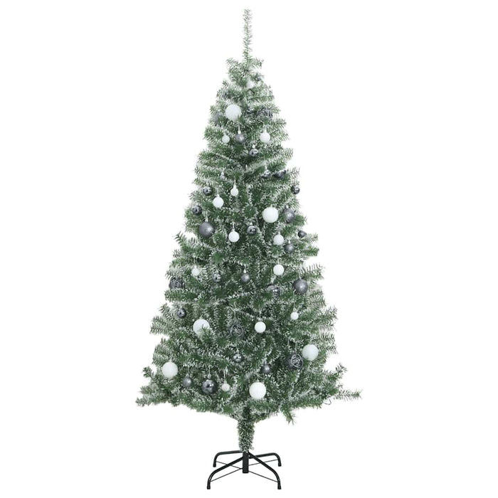 Brad Crăciun artificial, 300 LED/globuri/zăpadă pufoasă, 180 cm WALTI