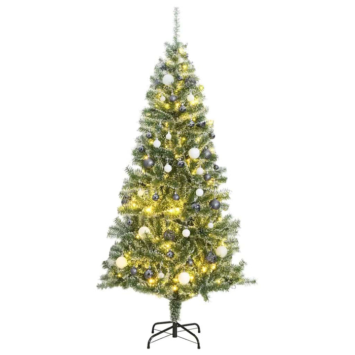 Brad Crăciun artificial, 300 LED/globuri/zăpadă pufoasă, 210 cm WALTI