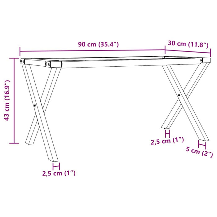 Picioare Măsuță de cafea X-Frame 90x30x43 cm Fontă - WALTI WALTI