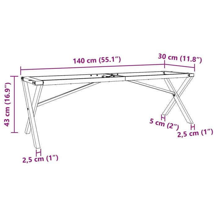 Picioare Măsuță de cafea X-Frame 140x30x43 cm Fontă - WALTI WALTI