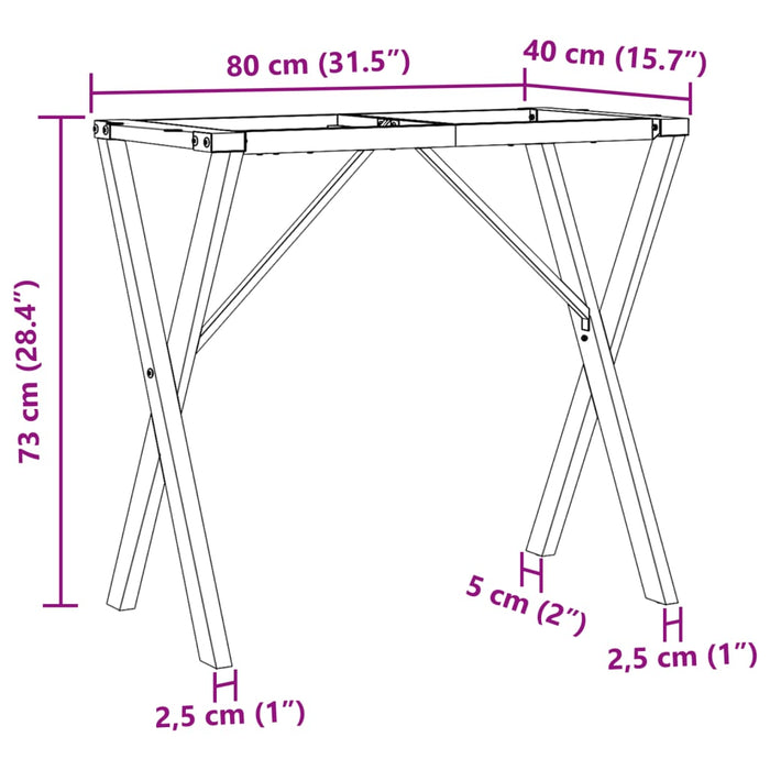 Picioare masă de sufragerie X-Frame 80x40x73 cm Oţel - WALTI WALTI