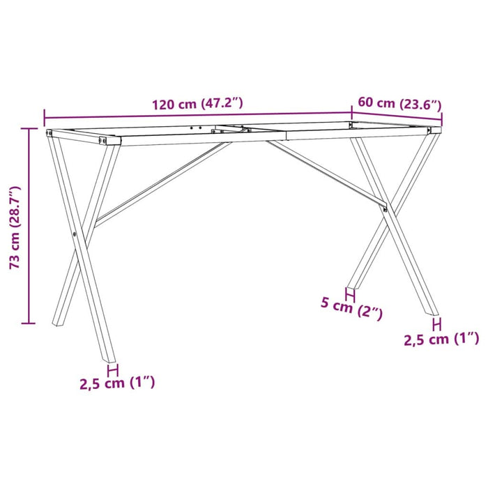 Picioare masă de sufragerie X-Frame 120x60x73 cm Fontă - WALTI WALTI