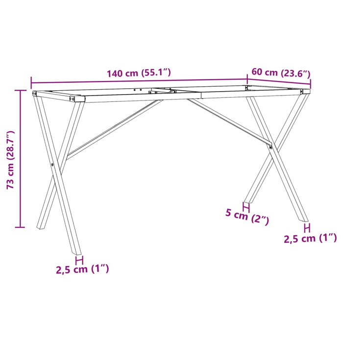 Picioare masă de sufragerie X-Frame 140x60x73 cm Oţel - WALTI WALTI