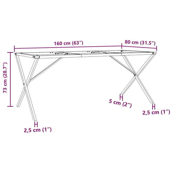 Picioare masă de sufragerie X-Frame 160x80x73 cm Fontă - WALTI WALTI