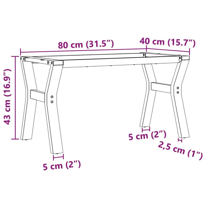 Picioare Măsuță de cafea Y-Frame 80x40x43 cm Fontă - WALTI WALTI