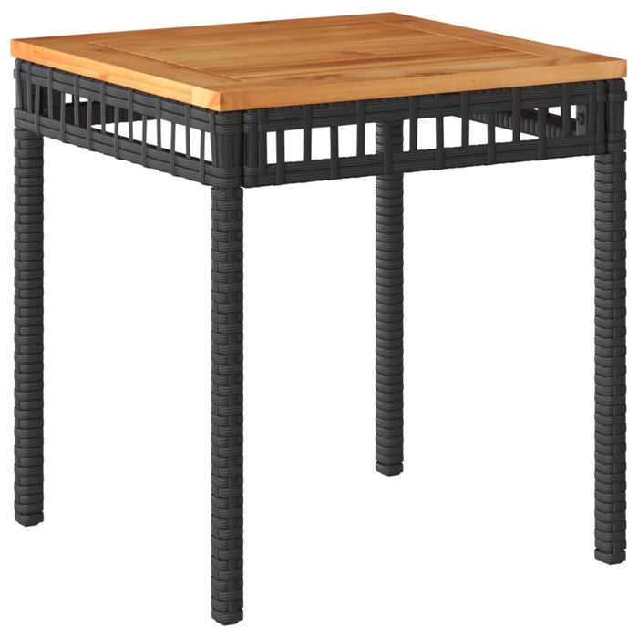 Set bistro cu perne, 3 piese, negru, poliratan și lemn acacia - WALTI WALTI